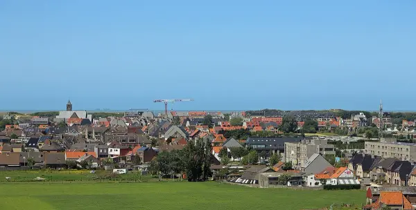 Coastal dunes at Bredene with beach access path