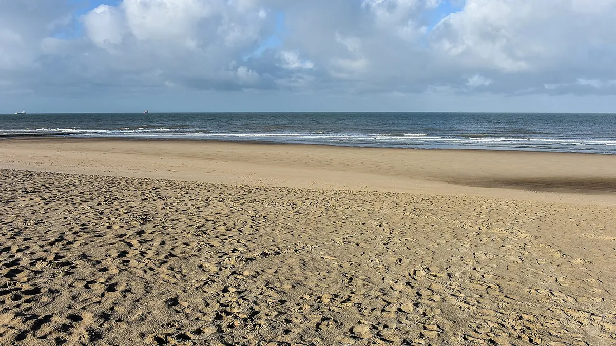 Bredene beach and sea view on the Belgian coast