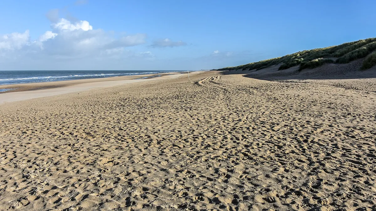 Beach and sea at Bredene Twins dog beach area