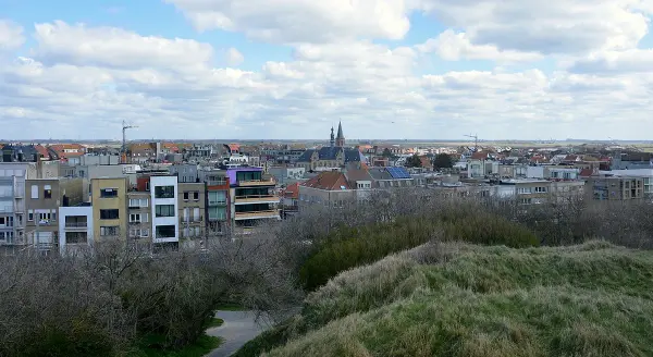 Panoramic view of Wenduine coastline from Spioenkop hill