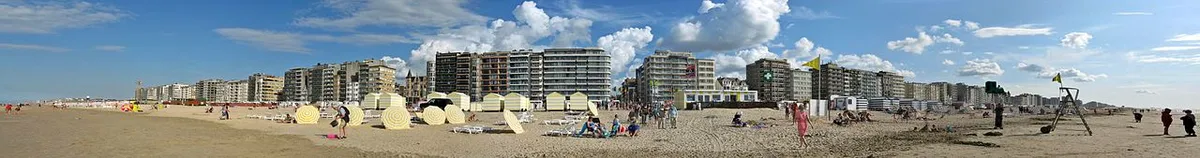 Panoramic view of De Panne beach, Belgian coast