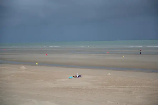Sint-Idesbald beach view with breakwaters, Koksijde