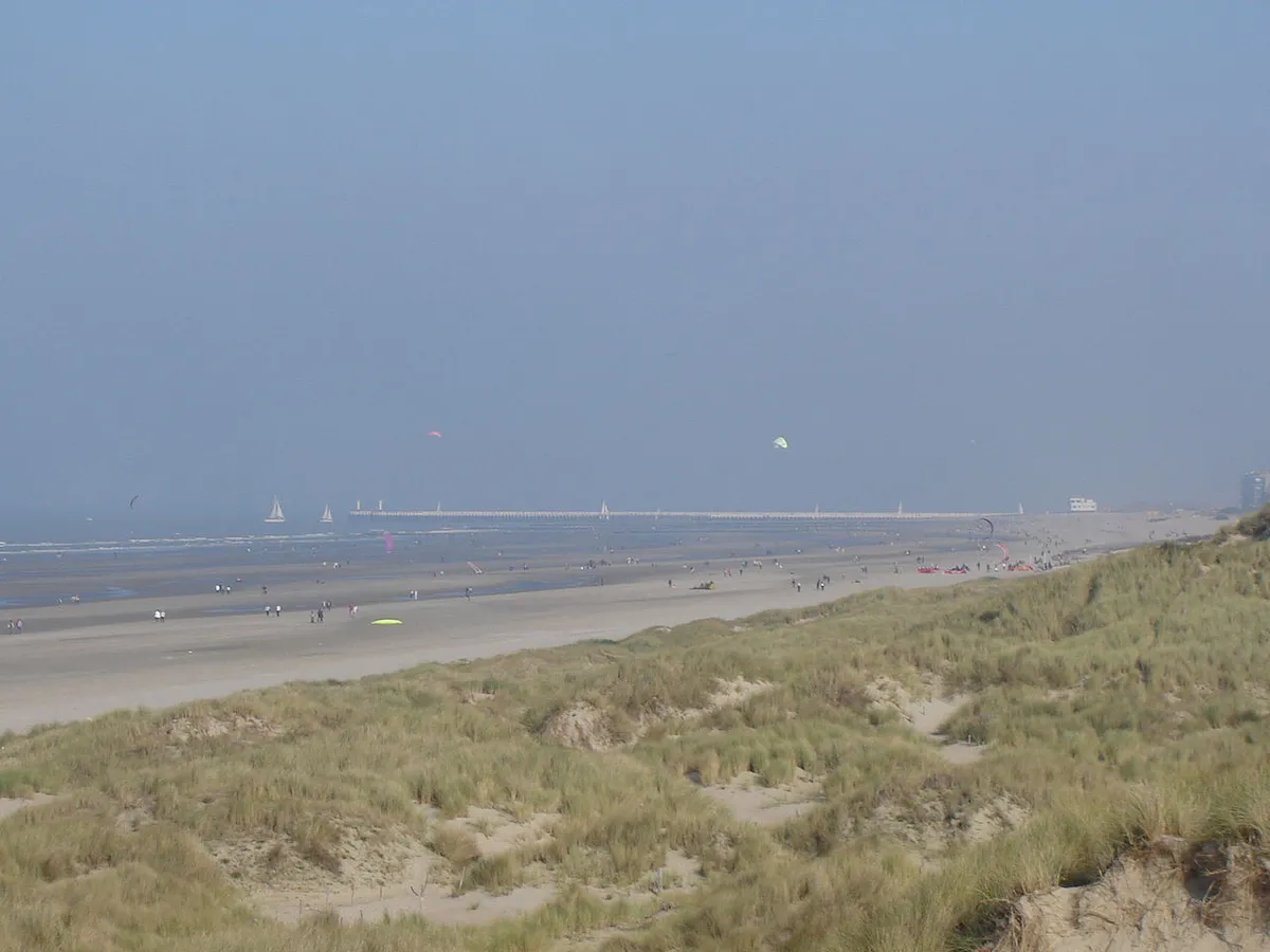 Nieuwpoort beach and pier on the Belgian coast