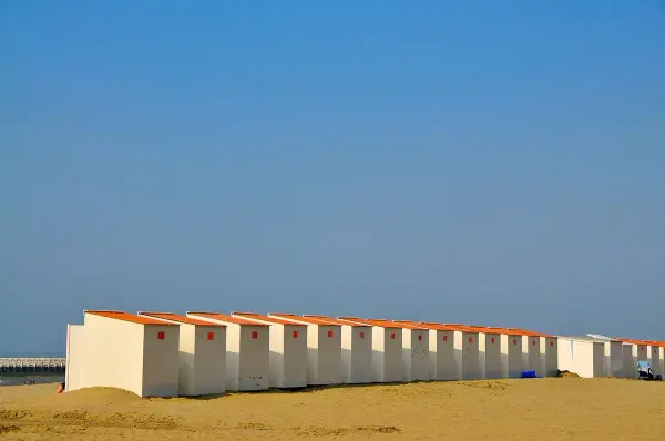 Beach cabins at Nieuwpoort beach, Belgian coast