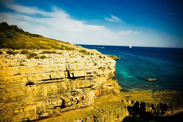 Dramatic cliffs at Cape Kamenjak nature park, Croatian Adriatic coast