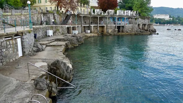 Lovran Lungomare coastal promenade along the Adriatic Sea, Croatia